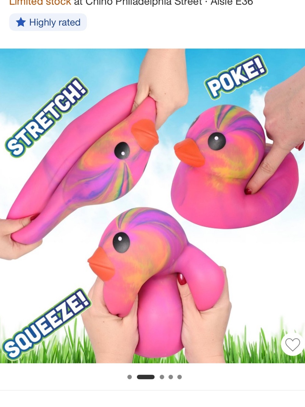 JUMBO Squishy Pink Tie-Dye Duck Squeeezy